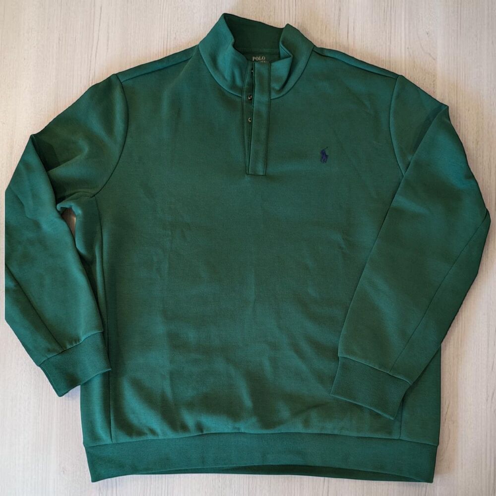 Polo Ralph Lauren Sweatshirt Mens XL Pullover Quarter Snap Golf Sweater Green